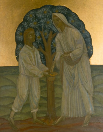 Image - Mykhailo Boichuk: Two Under a Tree (1910s).